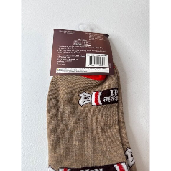 Tootsie Roll Candy Crew Socks Men’s Brown Red Fun Novelty Graphic Gift One Size - Picture 6 of 6